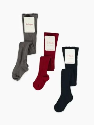 La Coqueta View All | Socks & Tights^Burgundy Mix Ribbed Kids Tights Set