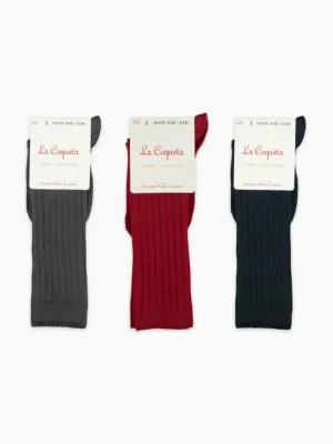 La Coqueta View All | Socks & Tights^Burgundy Mix Ribbed Knee High Kids Socks Set