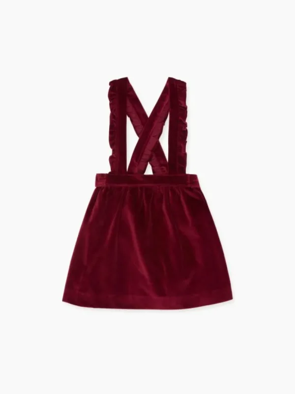 La Coqueta Skirts, Shorts & Culottes^Burgundy Reina Velvet Girl Pinafore Skirt