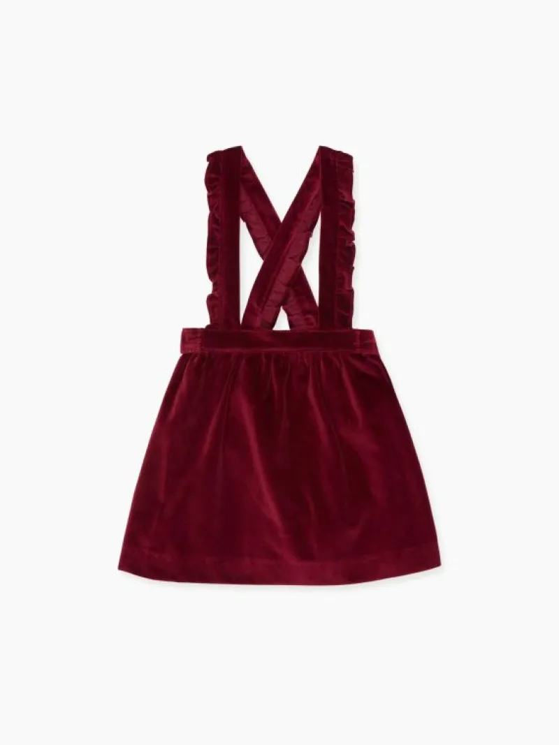 La Coqueta Skirts, Shorts & Culottes^Burgundy Reina Velvet Girl Pinafore Skirt