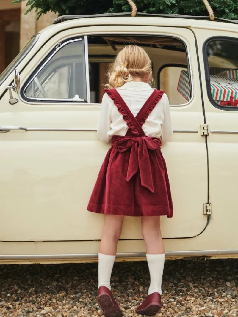 La Coqueta Skirts, Shorts & Culottes^Burgundy Reina Velvet Girl Pinafore Skirt