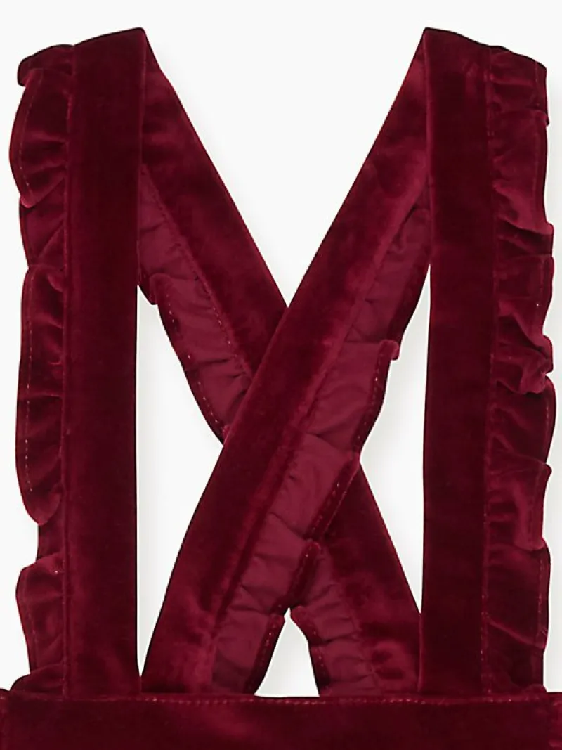 La Coqueta Skirts, Shorts & Culottes^Burgundy Reina Velvet Girl Pinafore Skirt