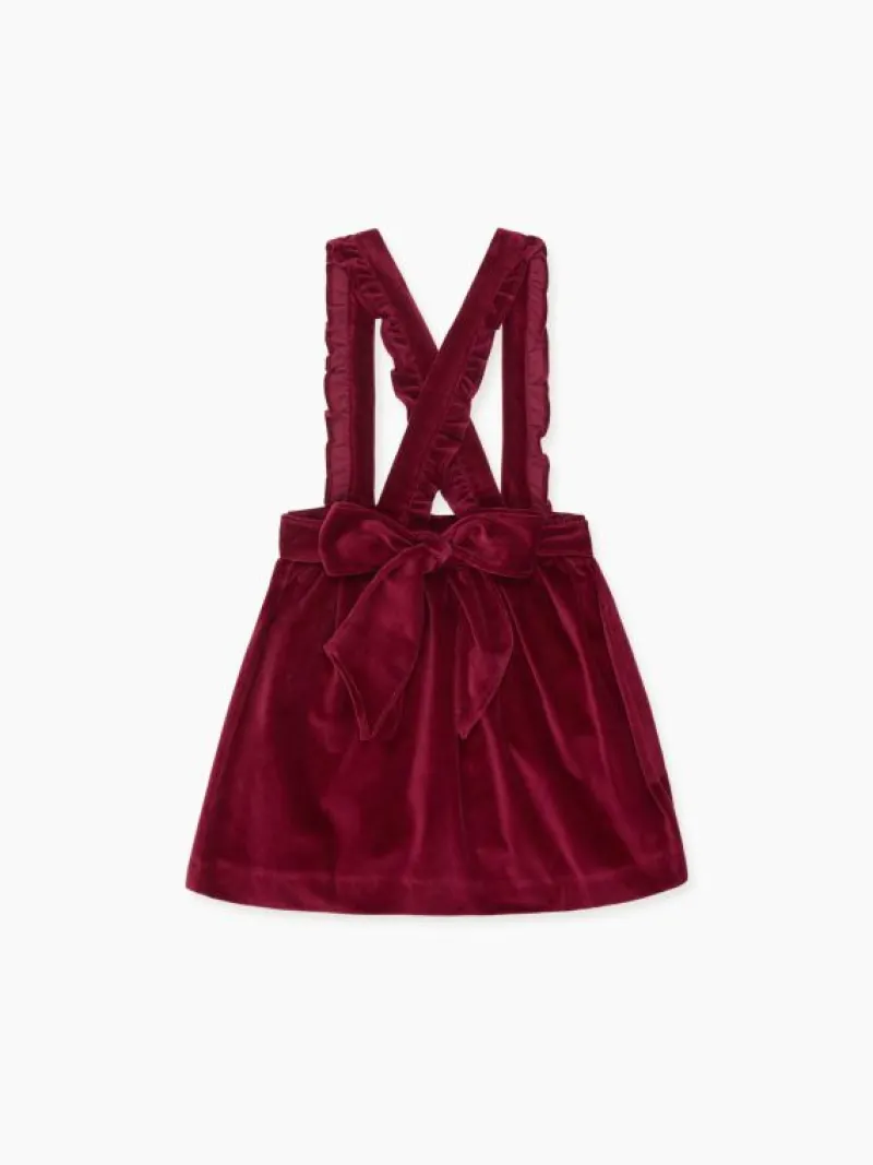 La Coqueta Skirts, Shorts & Culottes^Burgundy Reina Velvet Girl Pinafore Skirt