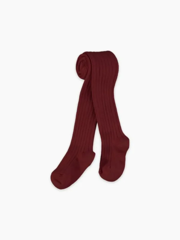 La Coqueta Socks & Tights | View All^Burgundy Ribbed Kids Tights