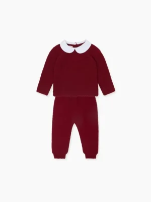 La Coqueta View All | Knitted Clothes & Accessories^Burgundy Rosauro Merino Baby Knitted Set