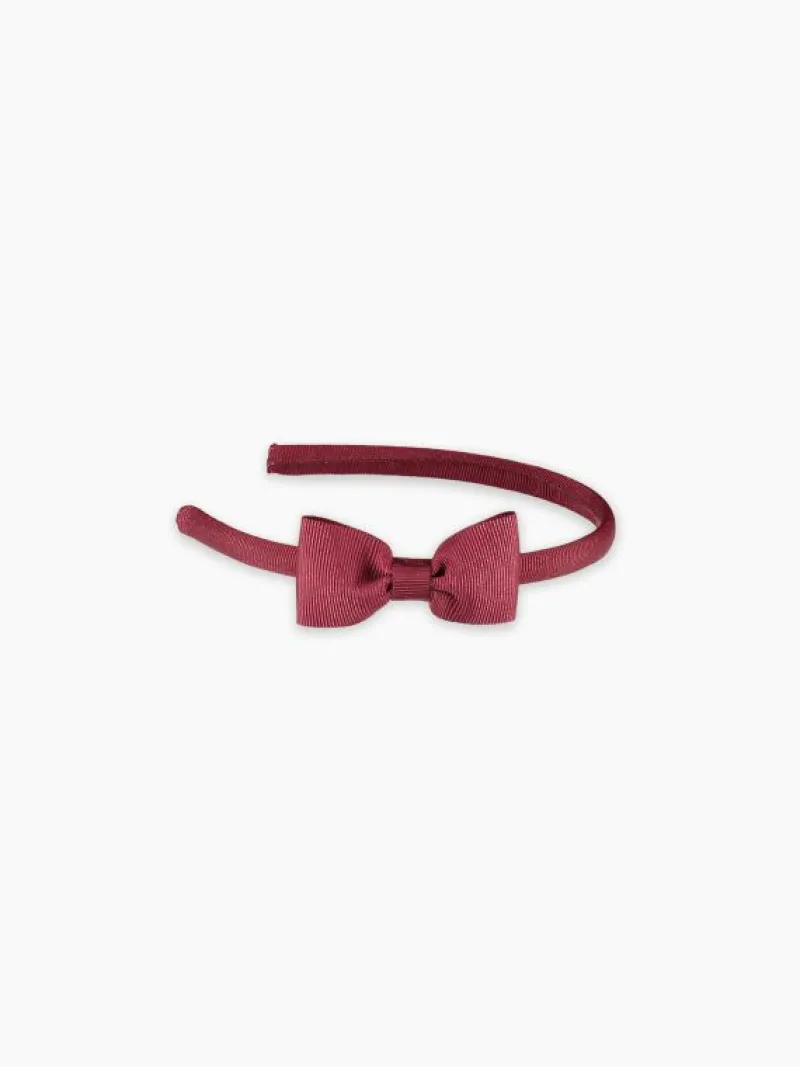 La Coqueta View All | Hair Accessories^Burgundy Small Bow Girl Headband