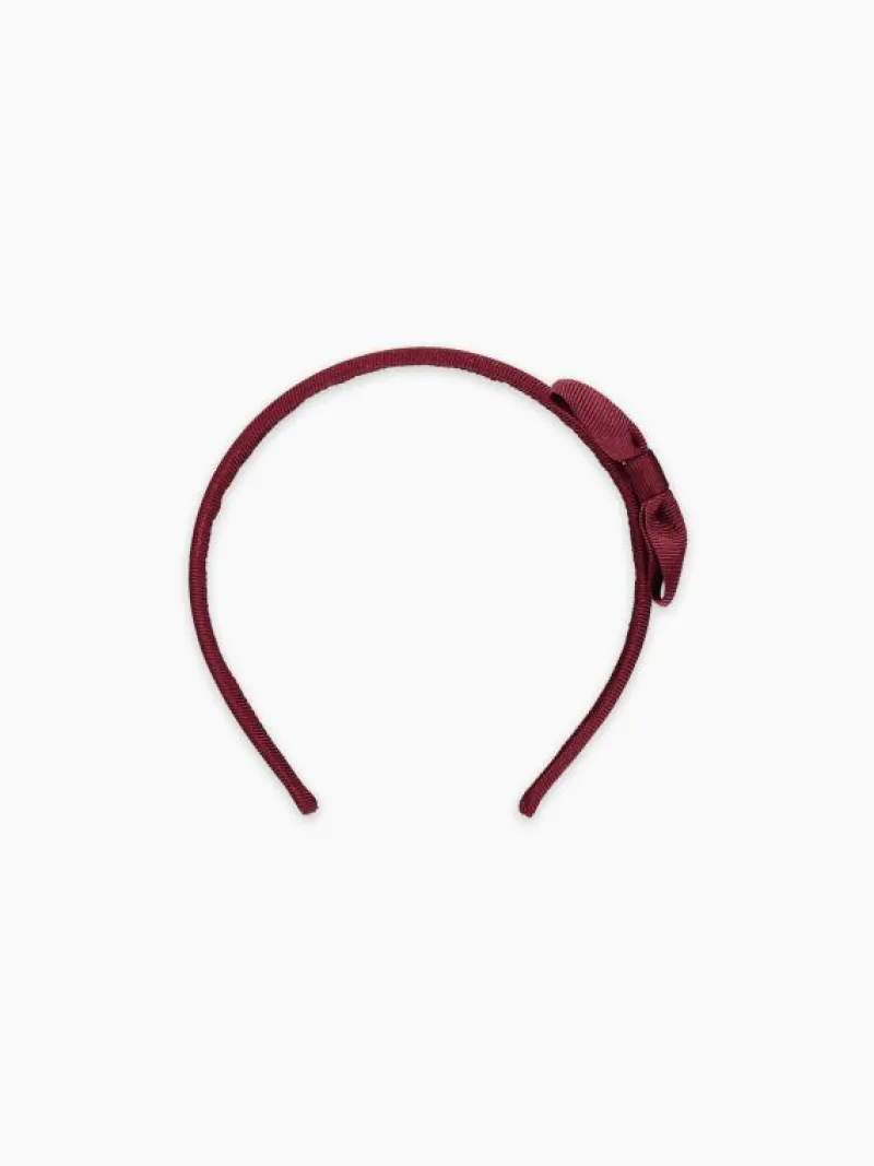 La Coqueta View All | Hair Accessories^Burgundy Small Bow Girl Headband