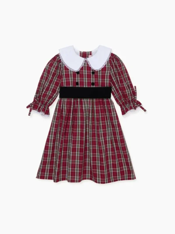 La Coqueta Dresses^Burgundy Tartan Lizette Girl Dress