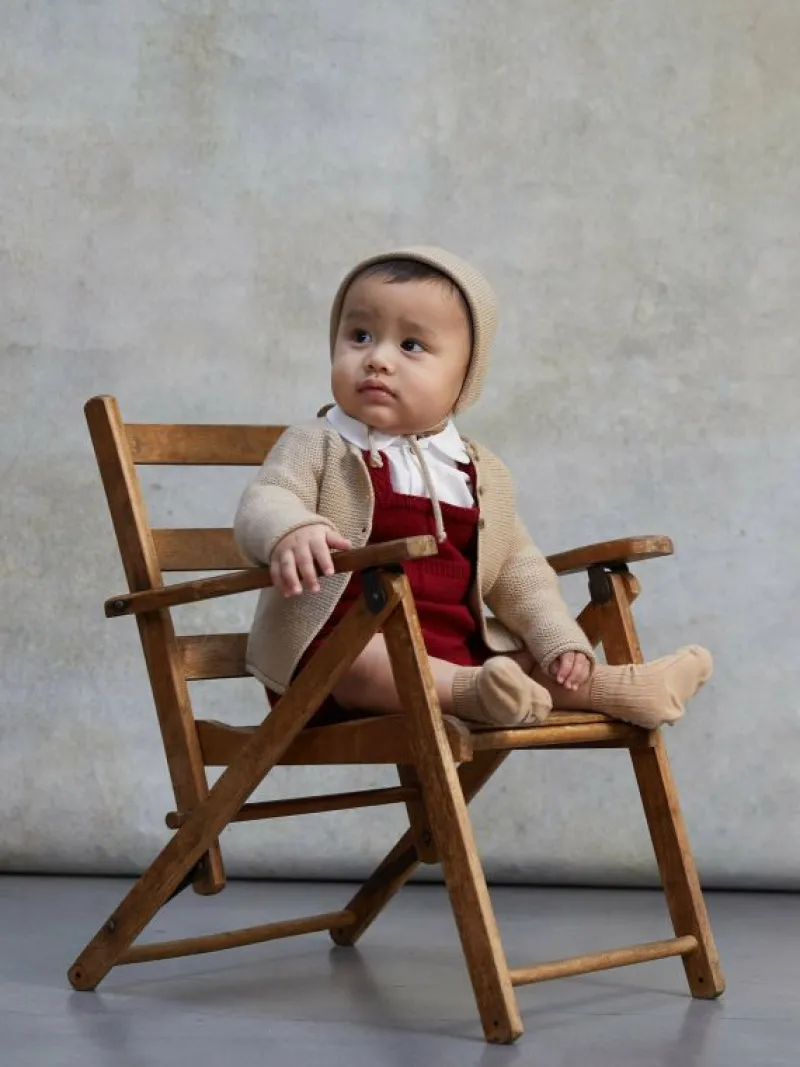 La Coqueta View All | Playsuits, Rompers & Overalls^Burgundy Zavier Merino Baby Overalls