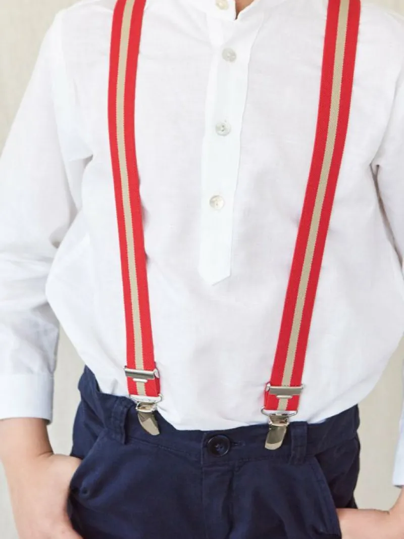 La Coqueta View All | Belts & Braces^Burgundy/Beige Striped Boy Braces