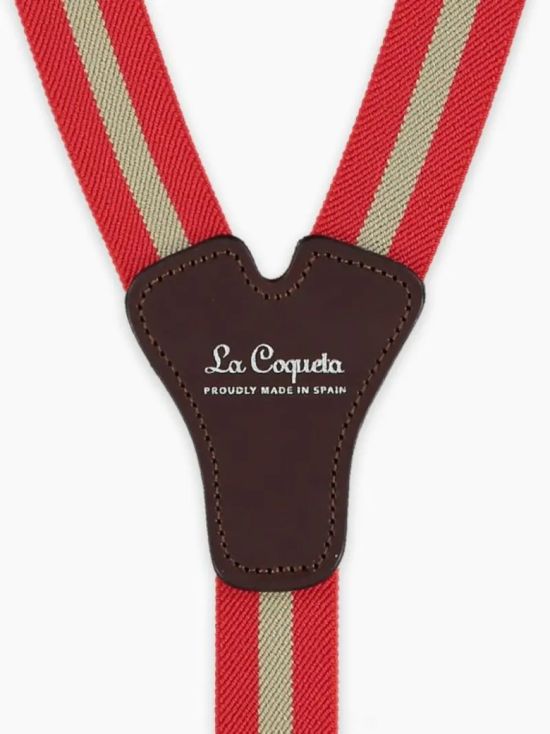 La Coqueta View All | Belts & Braces^Burgundy/Beige Striped Boy Braces