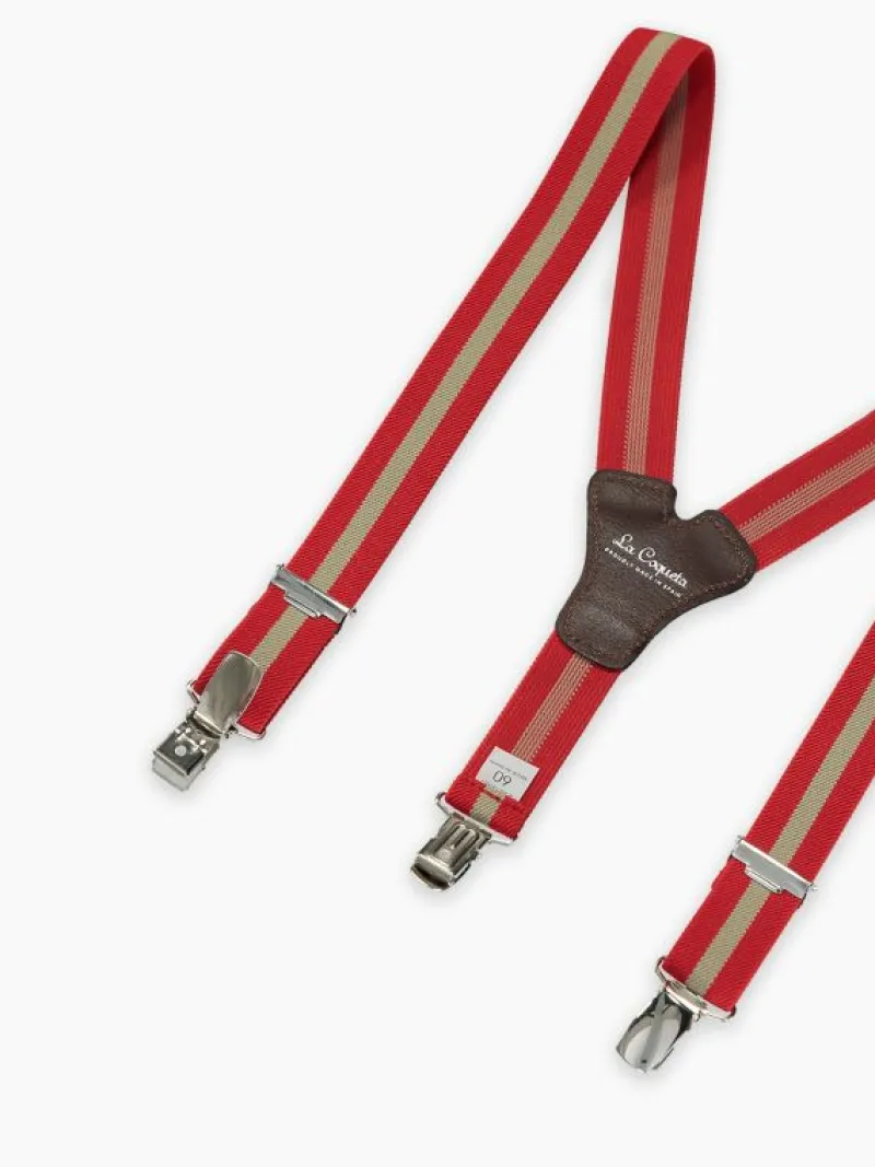 La Coqueta View All | Belts & Braces^Burgundy/Beige Striped Boy Braces