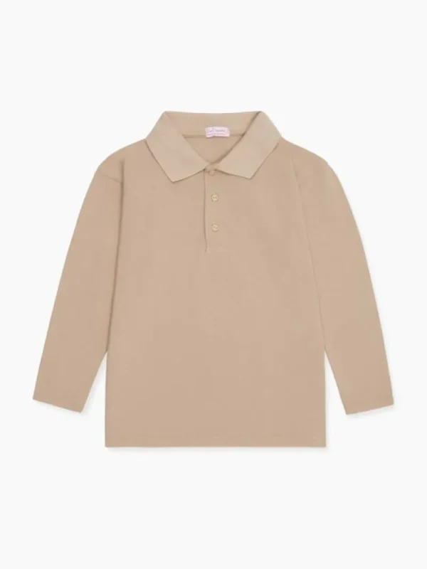 La Coqueta Shirts & Tops^Camel Braulio Long Sleeve Kids Polo Top