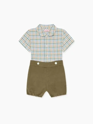 La Coqueta View All | Dresses & Sets^Camel Check Sando Baby Boy Set