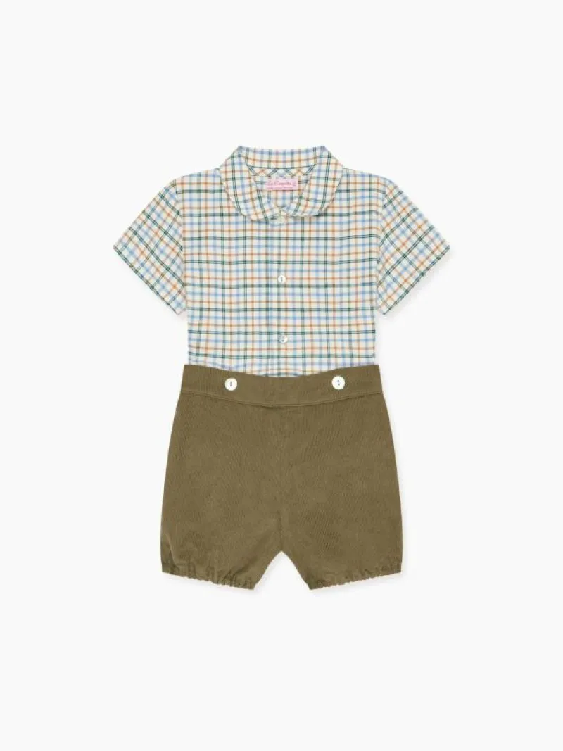 La Coqueta View All | Dresses & Sets^Camel Check Sando Baby Boy Set