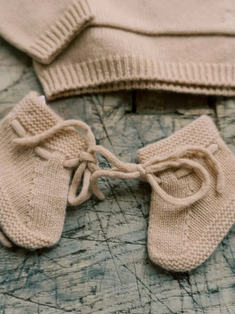 La Coqueta Baby Boots | Baby & Toddler Shoes/Baby Boots^Camel Melange Evita Cashmere Baby Booties