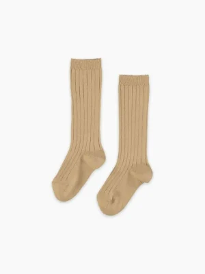 La Coqueta View All | Socks & Tights^Camel Ribbed Knee High Kids Socks