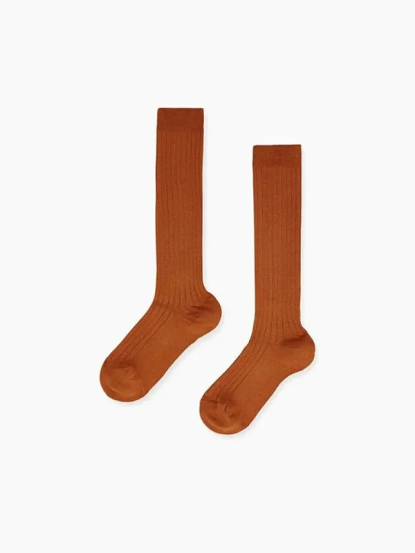 La Coqueta Socks & Tights | Socks & Tights^Caramel Ribbed Knee High Kids Socks