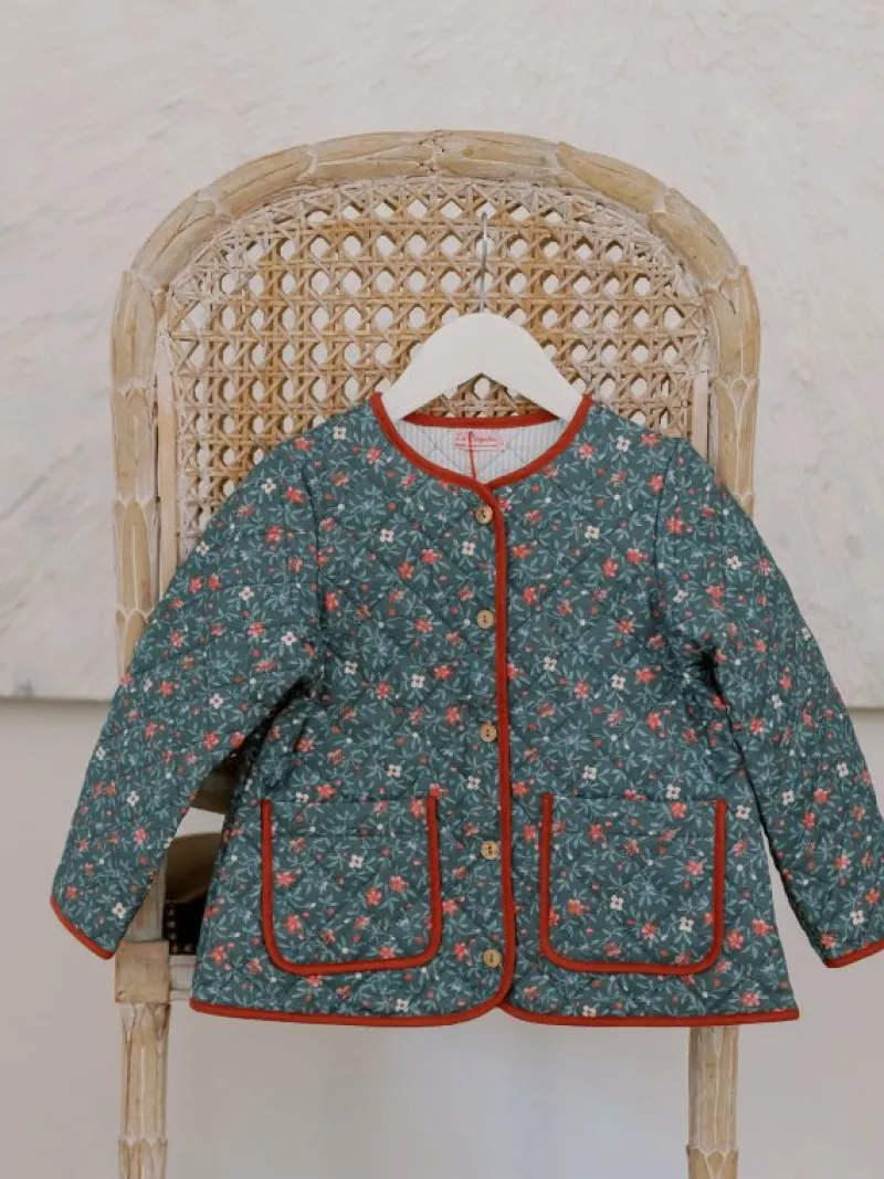 La Coqueta Coats & Jackets^Charcoal Floral Calida Quilted Girl Jacket