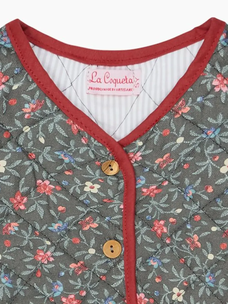 La Coqueta Coats & Jackets^Charcoal Floral Calida Quilted Girl Jacket