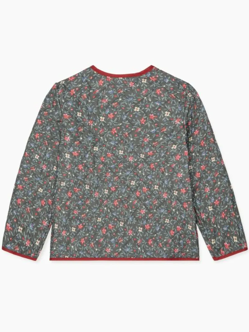 La Coqueta Coats & Jackets^Charcoal Floral Calida Quilted Girl Jacket