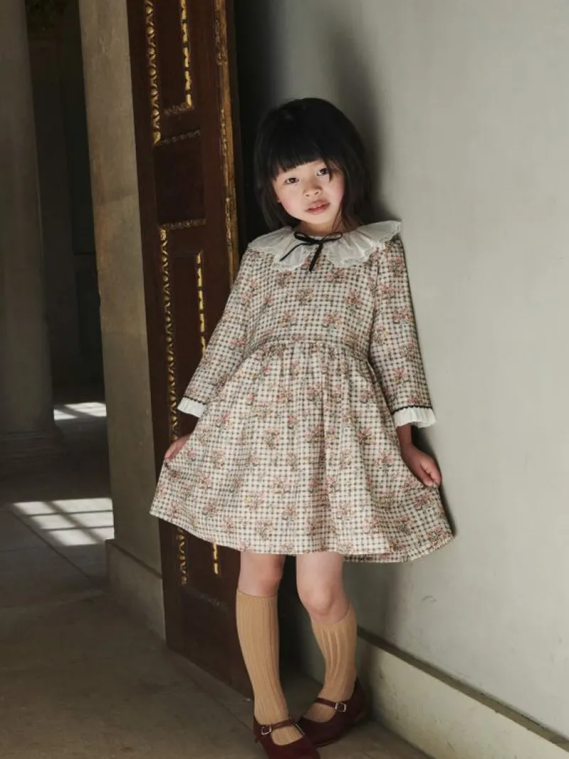 La Coqueta Dresses^Charcoal Gingham Eliza Girl Dress