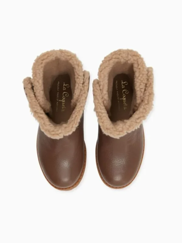 La Coqueta Girls Boots | Girls Shoes/Girls Boots^Chocolate Brown Leather Girl Lola Buckle Boots