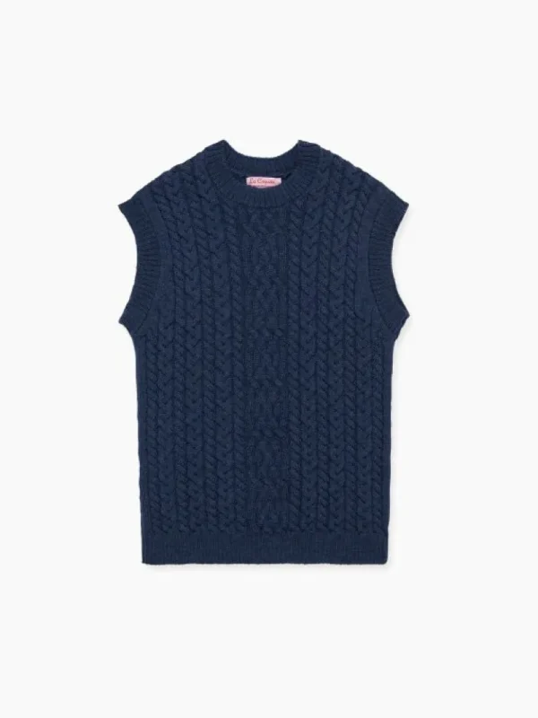 La Coqueta Jumpers & Cardigans^Dark Blue Alvaro Merino Boy Sleeveless Sweater