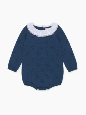 La Coqueta View All | Playsuits, Rompers & Overalls^Dark Blue Bolivia Merino Baby Knitted Romper