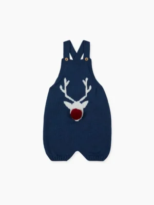 La Coqueta View All | Playsuits, Rompers & Overalls^Dark Blue Reno Merino Baby Knitted Overalls