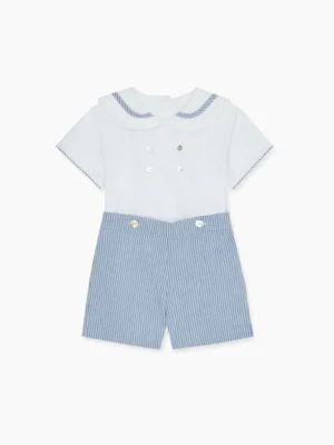 La Coqueta View All | Dresses & Sets^Dark Blue Stripe Antonio Baby Boy Set