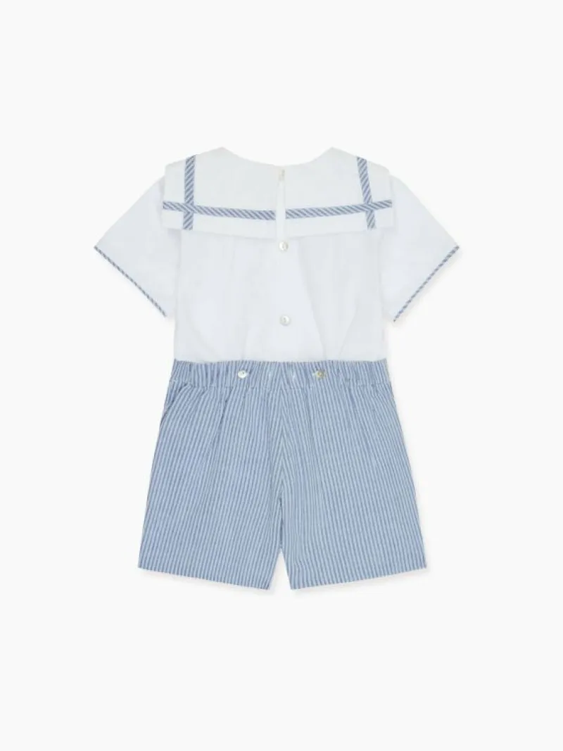 La Coqueta View All | Dresses & Sets^Dark Blue Stripe Antonio Baby Boy Set