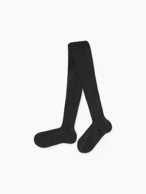 La Coqueta View All | Socks & Tights^Dark Grey Melange Ribbed Kids Tights