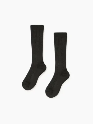 La Coqueta View All | Socks & Tights^Dark Grey Melange Ribbed Knee High Kids Socks