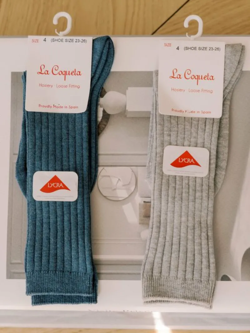 La Coqueta View All | Socks & Tights^Dark Grey Melange Ribbed Knee High Kids Socks