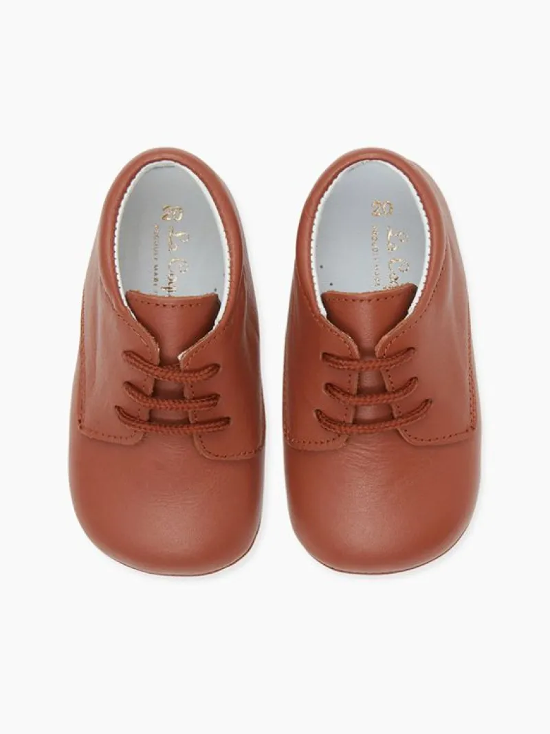 La Coqueta Pre Walker Shoes | Baby & Toddler Shoes/Pre Walker Shoes^Dark Tan Leather Baby Booties