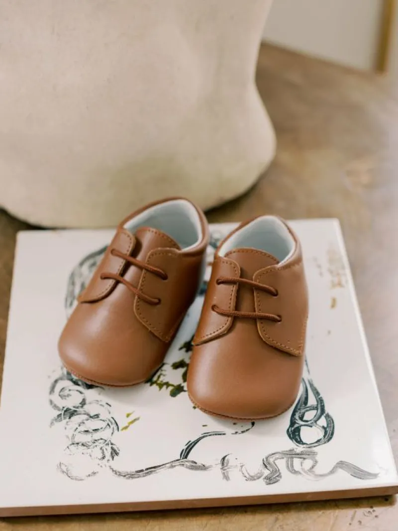 La Coqueta Pre Walker Shoes | Baby & Toddler Shoes/Pre Walker Shoes^Dark Tan Leather Baby Booties