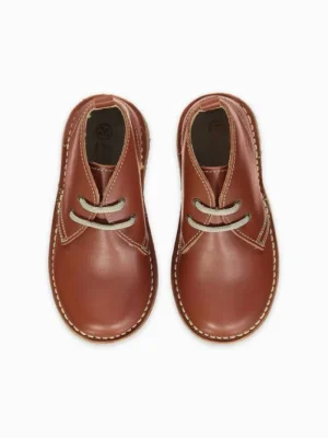 La Coqueta First Walker Shoes | Baby & Toddler Shoes/First Walker Shoes^Dark Tan Leather Kids Desert Boots