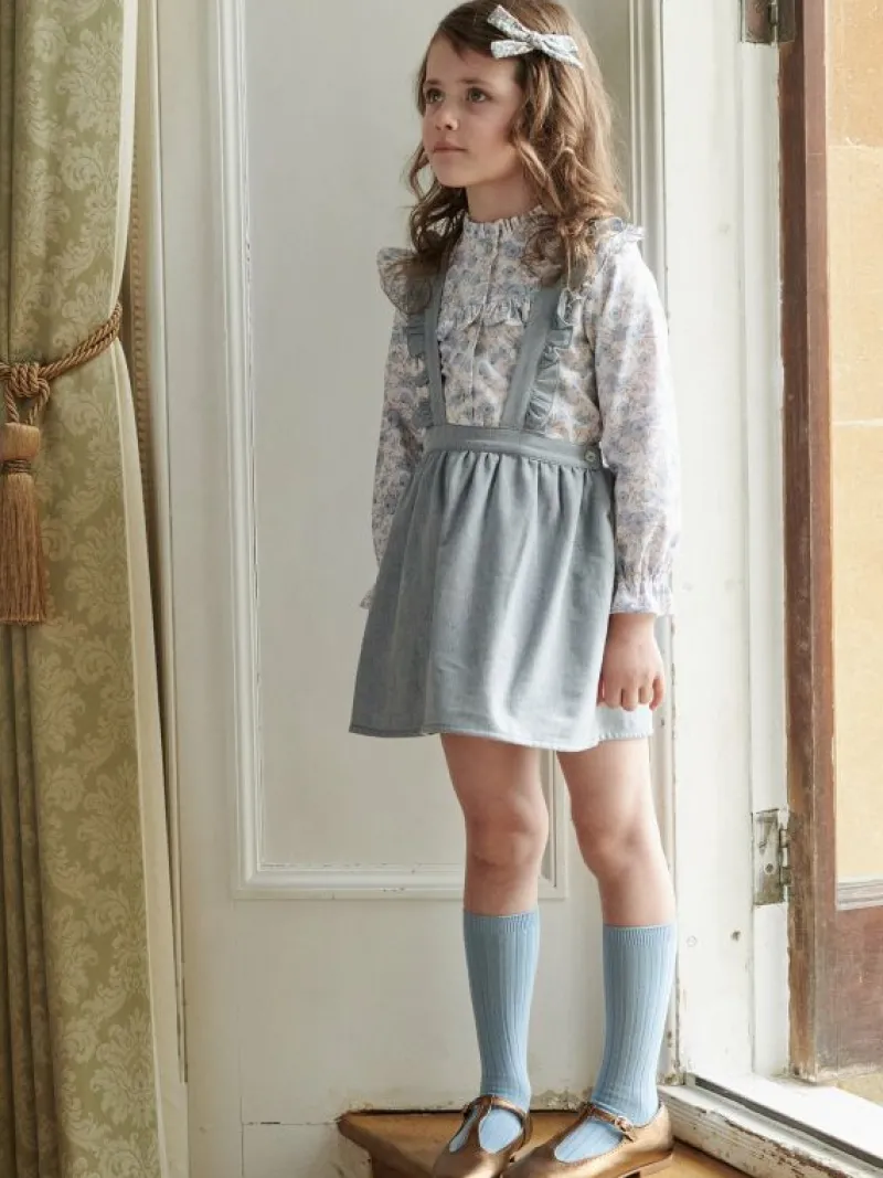 La Coqueta Skirts, Shorts & Culottes^Dusty Blue Agata Girl Pinafore Skirt