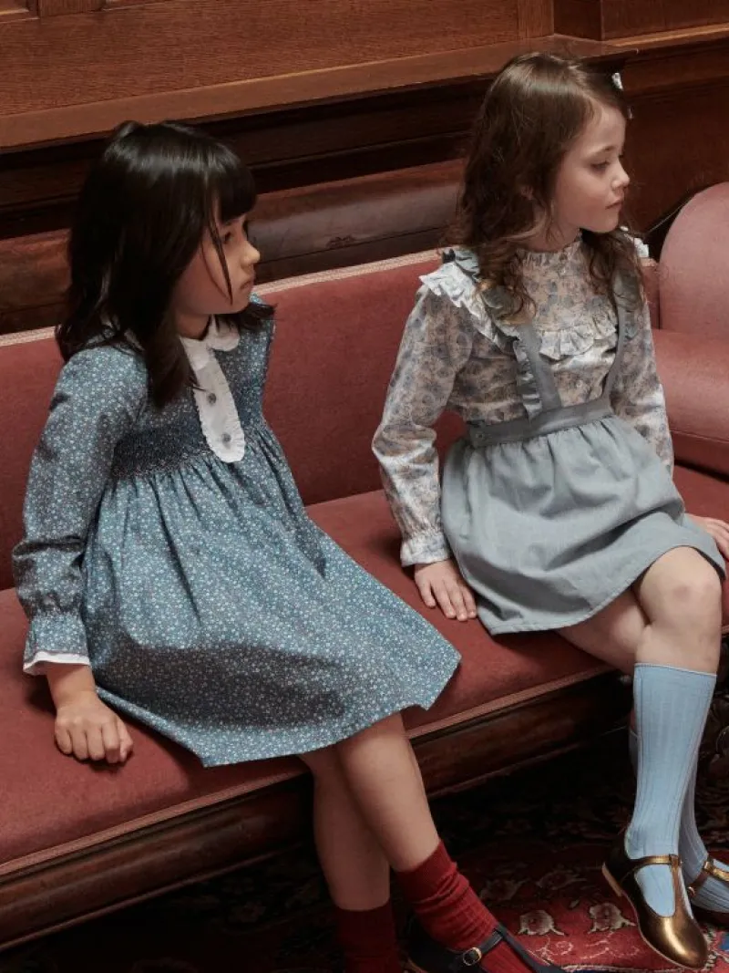 La Coqueta Skirts, Shorts & Culottes^Dusty Blue Agata Girl Pinafore Skirt