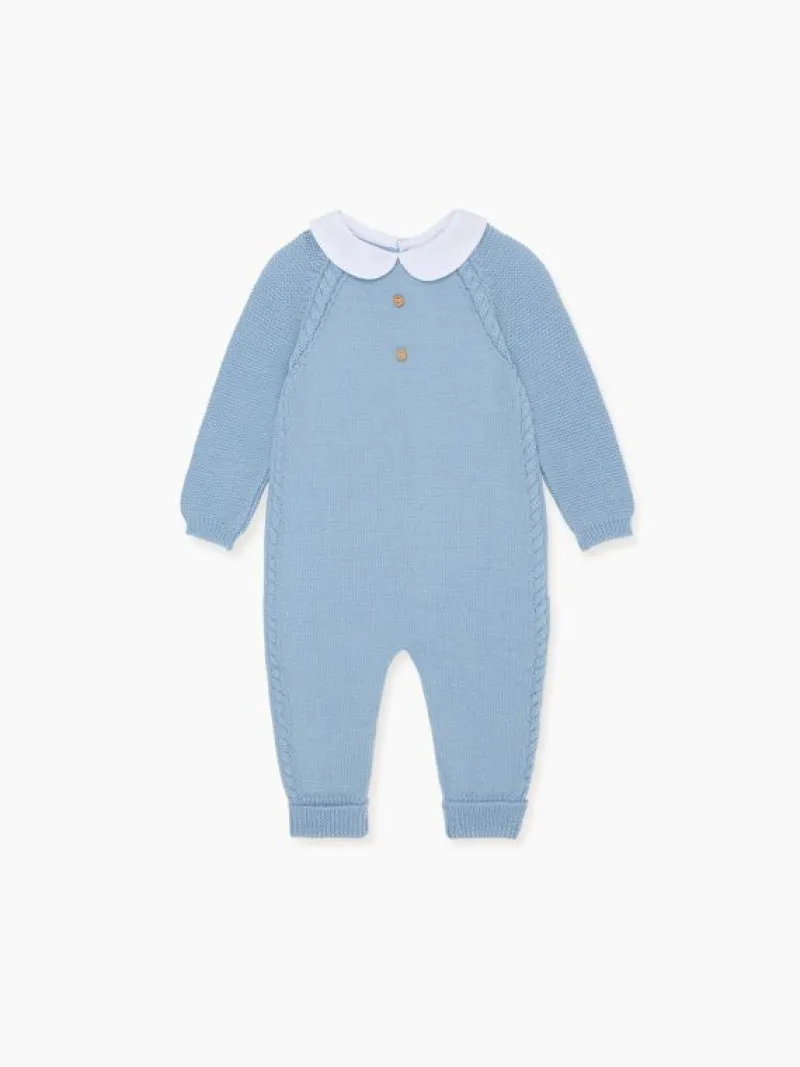 La Coqueta View All | Playsuits, Rompers & Overalls^Dusty Blue Emilio Merino Baby Knitted Jumpsuit