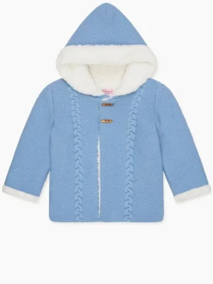 La Coqueta View All | Knitted Clothes & Accessories^Dusty Blue Jimena Merino Baby Jacket