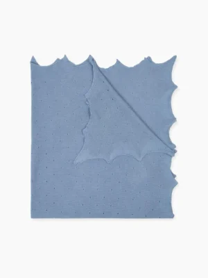 La Coqueta Accessories | Knitted Clothes & Accessories^Dusty Blue Openwork Cotton Baby Blanket