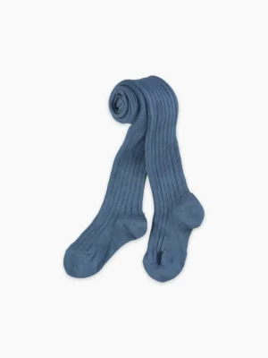 La Coqueta View All | Socks & Tights^Dusty Blue Ribbed Kids Tights