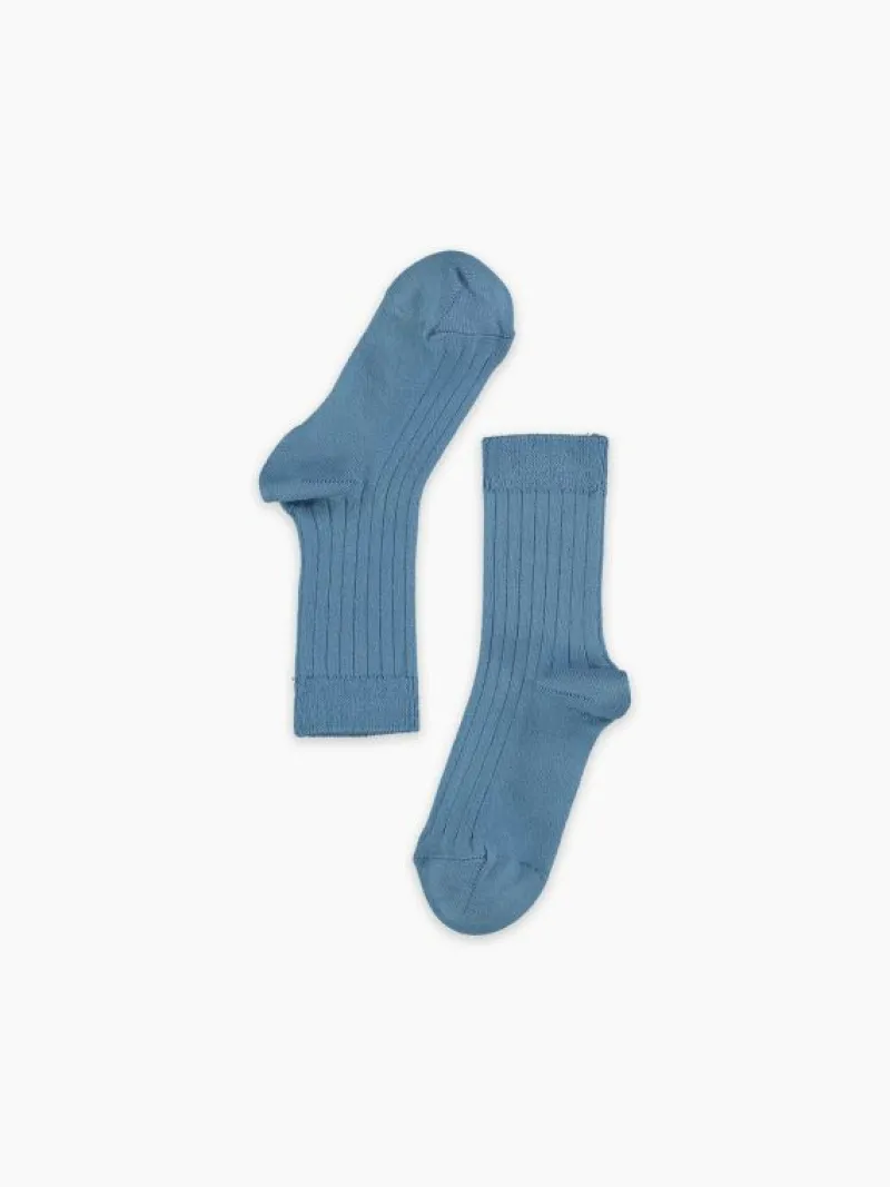 La Coqueta View All | Socks & Tights^Dusty Blue Ribbed Short Kids Socks