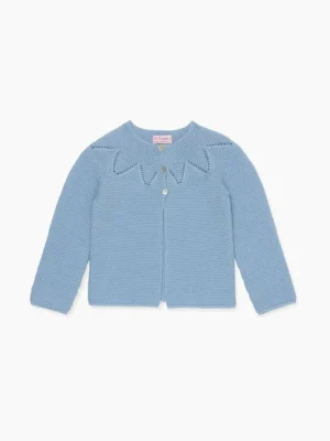 La Coqueta View All | Knitted Clothes & Accessories^Dusty Blue Roseta Merino Baby Cardigan