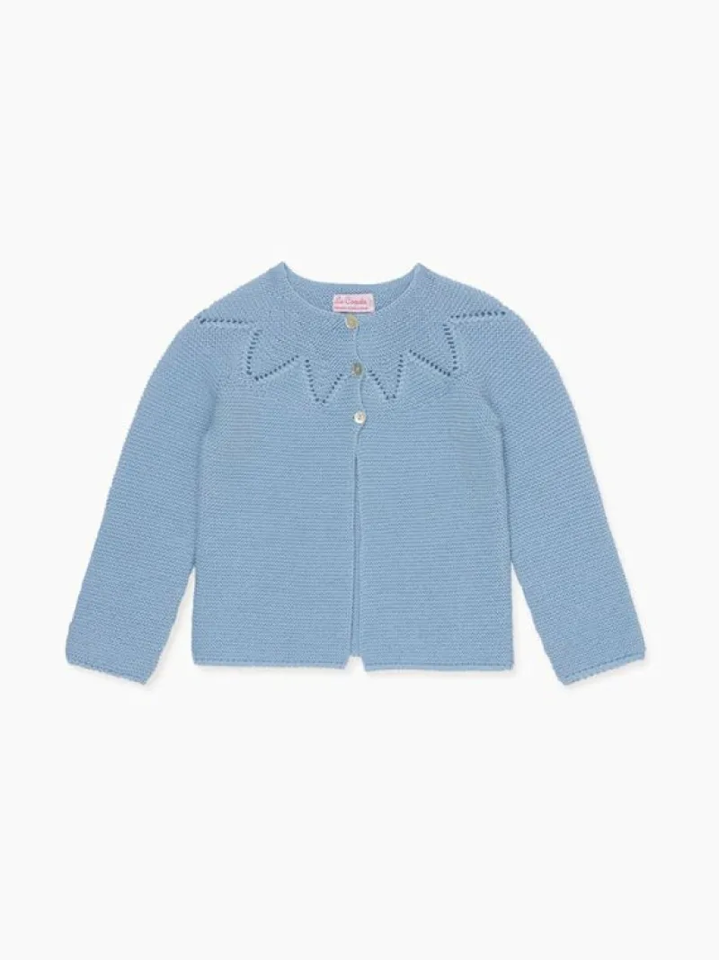 La Coqueta View All | Knitted Clothes & Accessories^Dusty Blue Roseta Merino Baby Cardigan