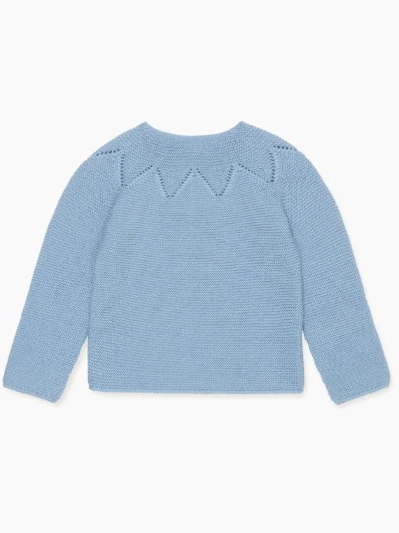La Coqueta View All | Knitted Clothes & Accessories^Dusty Blue Roseta Merino Baby Cardigan
