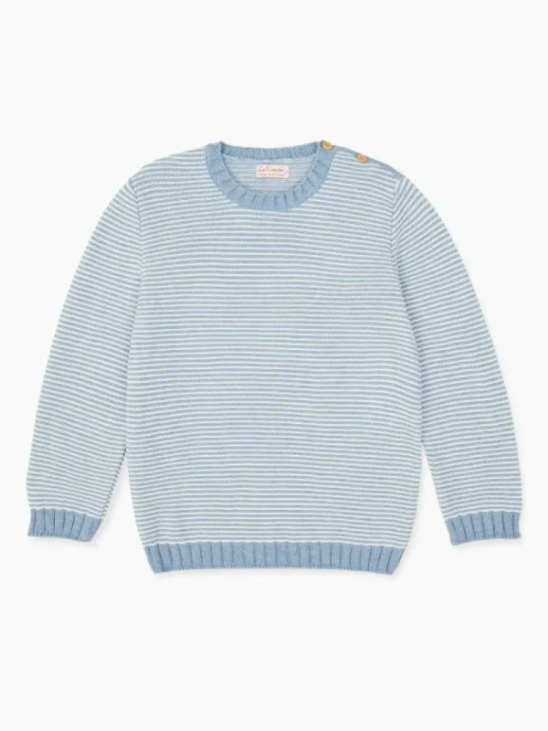 La Coqueta Jumpers & Cardigans^Dusty Blue Stripe Bromo Cotton Boy Jumper