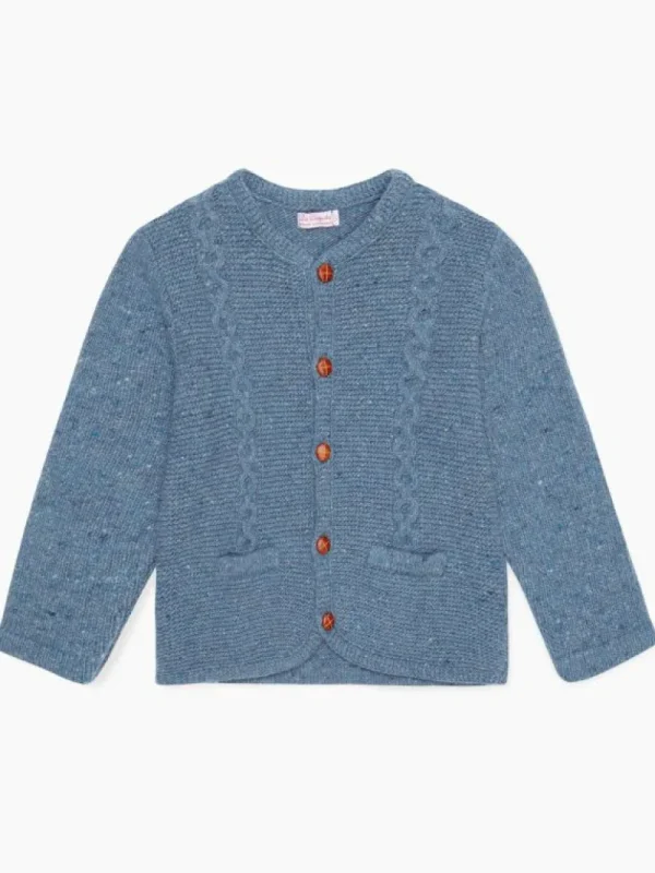 La Coqueta Jumpers & Cardigans^Dusty Blue Zas Merino Boy Cardigan